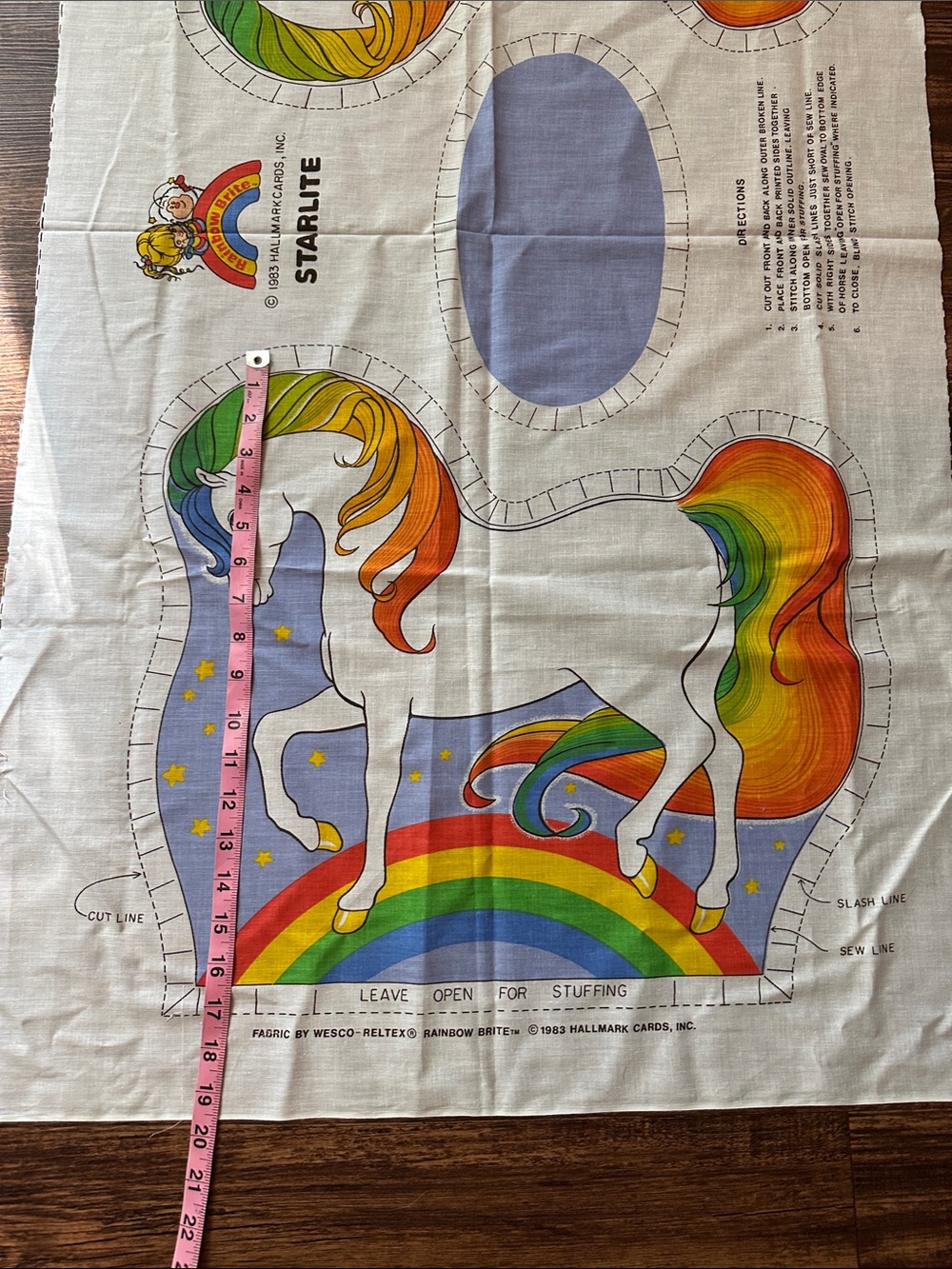 Rainbow Brite Starlite Horse Pillow Sewing Pattern Panel 1983 Cartoon Vintage - Picture 5 of 5